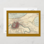 New Orleans Map 1900 Briefkaart (Voorkant / Achterkant)