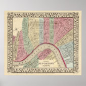 New Orleans Map door Mitchell Poster (Voorkant)