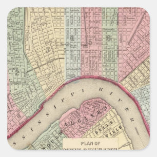 New Orleans Map door Mitchell Vierkante Sticker