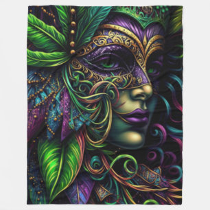 New Orleans Mardi Gras Abstract Fleece Deken
