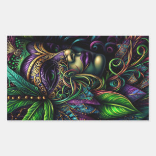 New Orleans Mardi Gras Abstracte kunst Rechthoekige Sticker