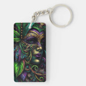 New Orleans Mardi Gras Abstracte kunst Sleutelhanger (achterkant)