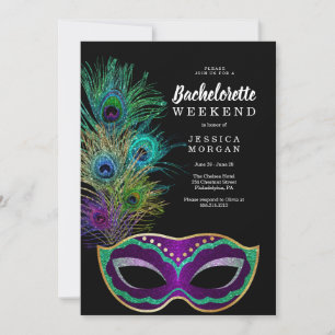 New Orleans Mardi Gras Bachelorette Party Uitnodig Kaart