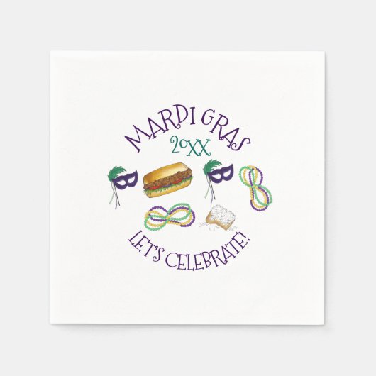 New Orleans Mardi Gras Beignet beheert Masker PoBo Servet (Voorkant)