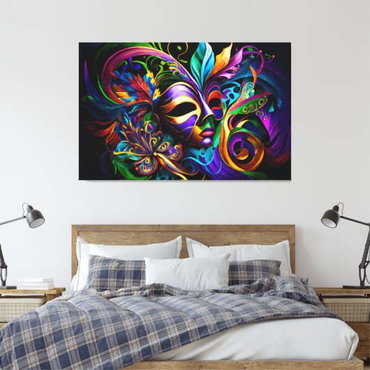 New Orleans, Mardi Gras, Fat Tuesday, NOLA Canvas Afdruk (Insitu (Slaapkamer))