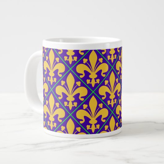 New Orleans Mardi Gras Fleur de Lis Grote Koffiekop (Voorkant links)