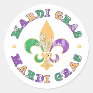 New Orleans Mardi Gras Fleur De Lis Ronde Sticker
