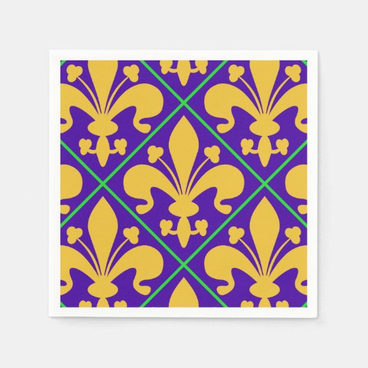 New Orleans Mardi Gras Fleur de Lis Servetten (Voorkant)