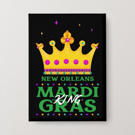 New Orleans Mardi Gras King Button (Voorkant)