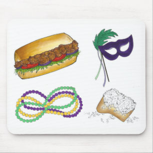 New Orleans Mardi Gras Mask Beads Beignet NOLA Muismat