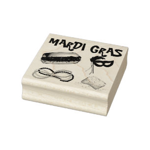 New Orleans Mardi Gras Mask Beads Beignet NOLA Rubberstempel