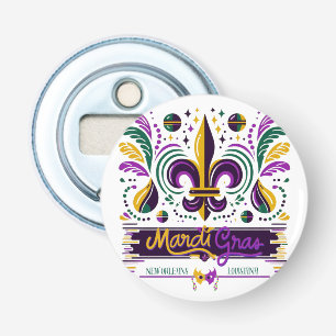 New Orleans Mardi Gras paarse geel groen Button Flesopener