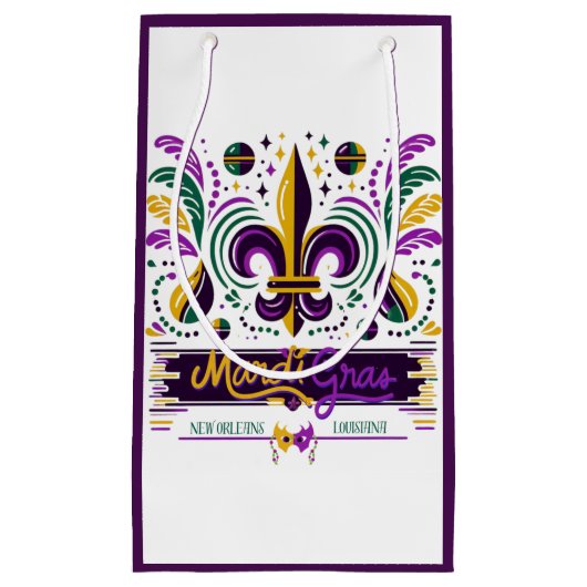 New Orleans Mardi Gras paarse geel groen Klein Cadeauzakje (Voorkant)