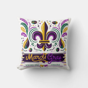 New Orleans Mardi Gras paarse geel groen Kussen