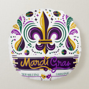 New Orleans Mardi Gras paarse geel groen Rond Kussen