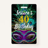 New Orleans Mardi Gras Verjaardag Koop Drink QR-co Badge (Voorkant)