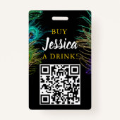 New Orleans Mardi Gras Verjaardag Koop Drink QR-co Badge (Achterkant)