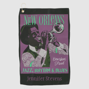 New Orleans Music custom text golf towel 2/3 Golfhanddoek