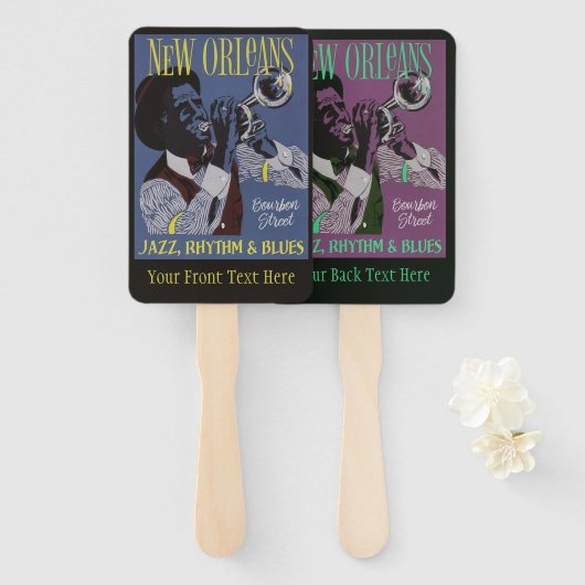 New Orleans Muziek aangepaste tekst hand fan set Handwaaier (Voorkant en achterkant)