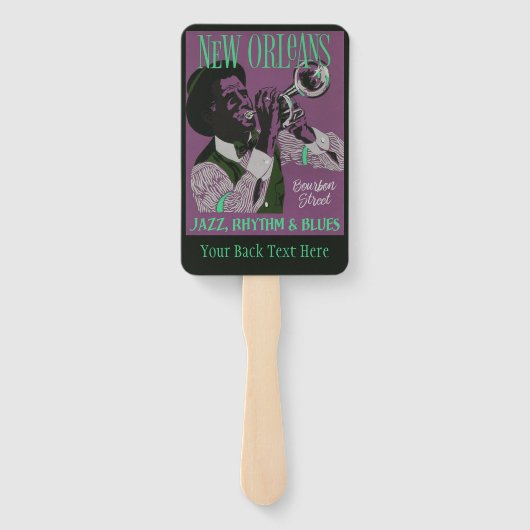 New Orleans Muziek aangepaste tekst hand fan set Handwaaier (Achterkant)