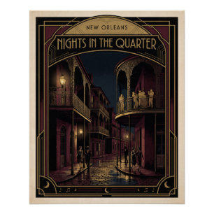 New Orleans-nachten in de Art Deco-ontwerp van de Perfect Poster