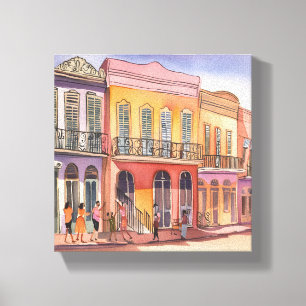 New Orleans NOLA Louisiana Mooie Waterverf Canvas Afdruk
