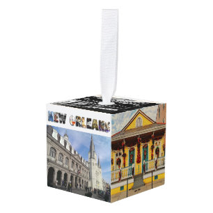 New Orleans NOLA Reisfoto's Kerstmis Kubus Ornament