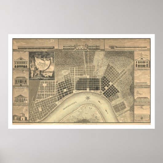 New Orleans Plan Map 1815 Poster (Voorkant)