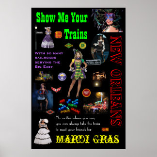 New Orleans Railways, Mardi Gras Travel Poster