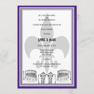 New Orleans Rehearsal Dinner Invite paarse Silver Kaart