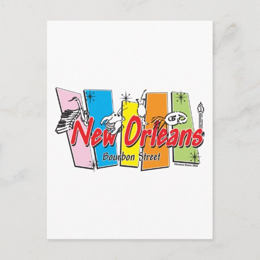 New-Orleans-Retro Briefkaart (Voorkant)