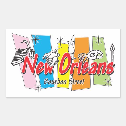New Orleans Retro Kijk Rechthoekige Sticker (Voorkant)