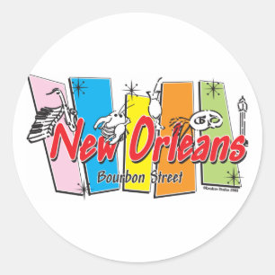 New-Orleans-Retro Ronde Sticker