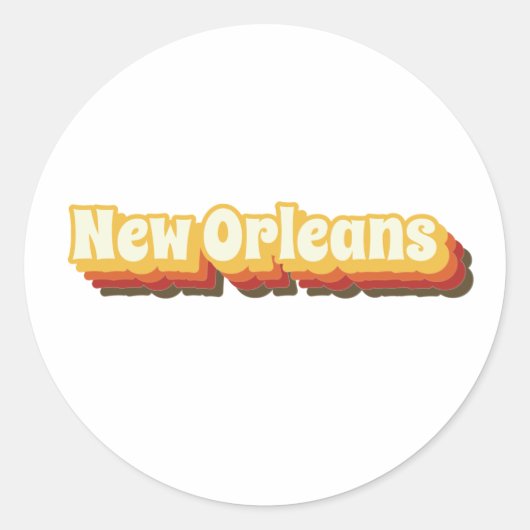 New Orleans Retro Tekst Ronde Sticker (Voorkant)