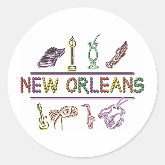 New Orleans Ronde Sticker (Voorkant)