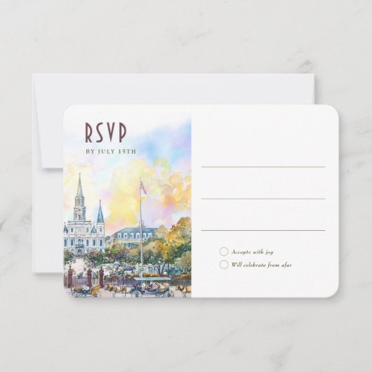 New Orleans RSVP Wedding Insert Destination Kaart (Voorkant)