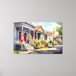 New Orleans Shotgun Homes Canvas Afdruk