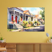 New Orleans Shotgun Homes Canvas Afdruk (Insitu (Woonkamer))