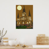 New Orleans St. Louis Cathedral in Brown Poster (Keuken)