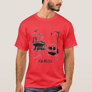 New Orleans Streetcar schets van de geschiedenis T-shirt