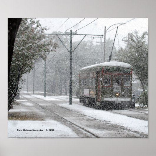 New Orleans Streetcar Snow Poster (Voorkant)