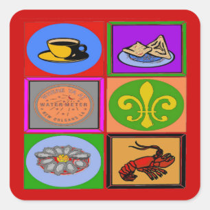 New Orleans Symbolen Franse wijk Vierkante Sticker