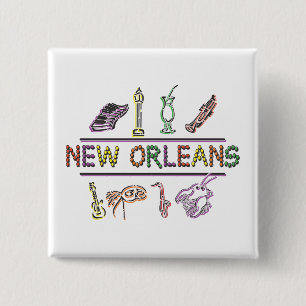 New Orleans Vierkante Button 5,1 Cm