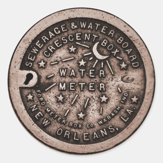 New Orleans Water Meter Hoesje Ronde Sticker (Voorkant)