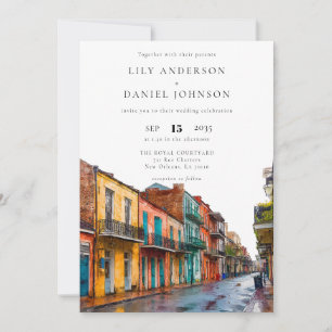 New Orleans Watercolor All In One Trouwdag Kaart