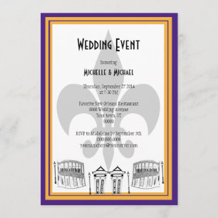 New Orleans Wedding Event Invite (paars) Kaart