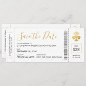 New Orleans Wedding Fleur De Lis Boarding Pass Save The Date (Voorkant / Achterkant)