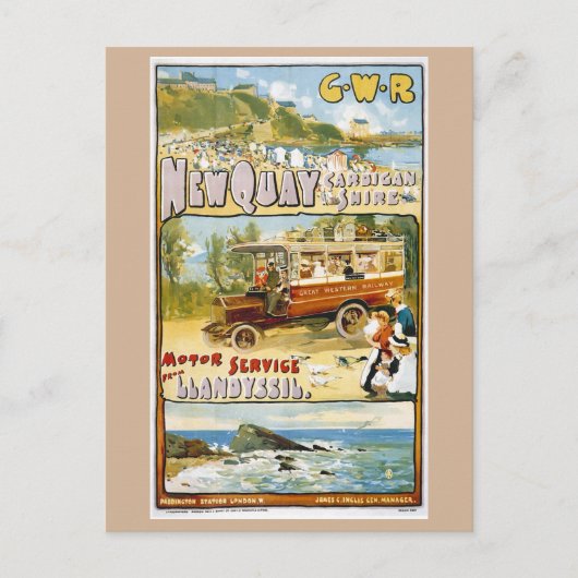 New Quay, Ceredigion, Wales, Train Travel Briefkaart (Voorkant)