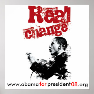 NEW Real Change_RED, www.obama, voor, president,.. Poster