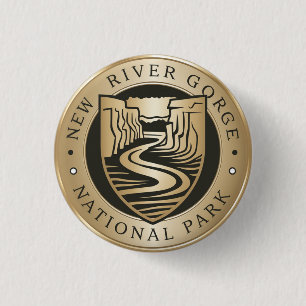 New River Gorge Nationaal Park Gouden embleem Ronde Button 3,2 Cm